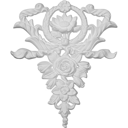Ekena Millwork 10 5/8"W x 12 5/8"H x 3/4"P Large Flower and Wreath Drop Onlay ONL10X12X01FL